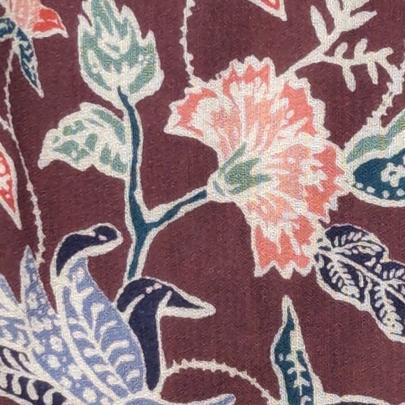 Daniel Rainn Pleated XS Blouse Floral V-Neck Long Sleeve Roll Tab Sleeve Paisley - Picture 8 of 12